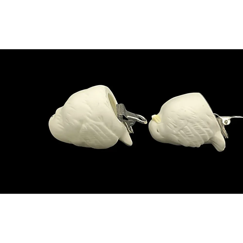 Vintage Set Of 2 1984 Dept 56 Snowbird Light-Ups Bisque Birds Clip-On 2.5